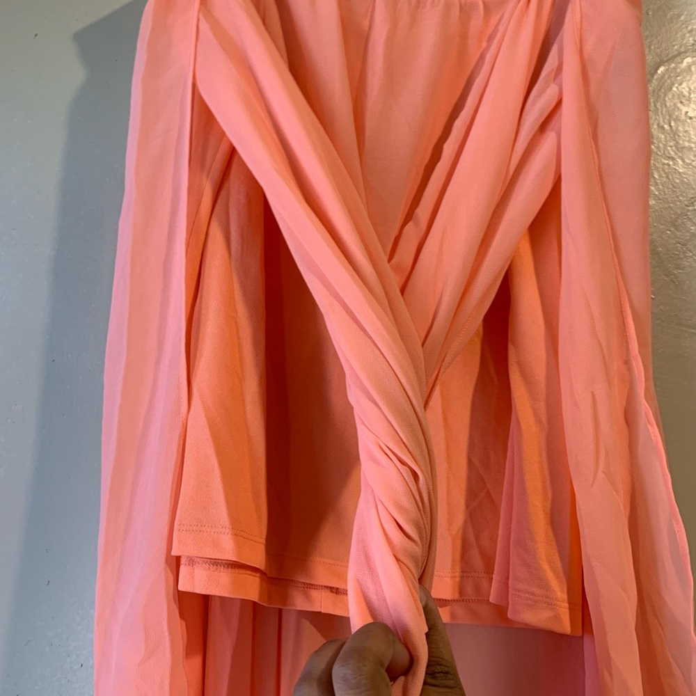 Forever 21 Skirt Coral Size Size Medium Maxi Sheer with Slipt Sides like new - Picture 7 of 11